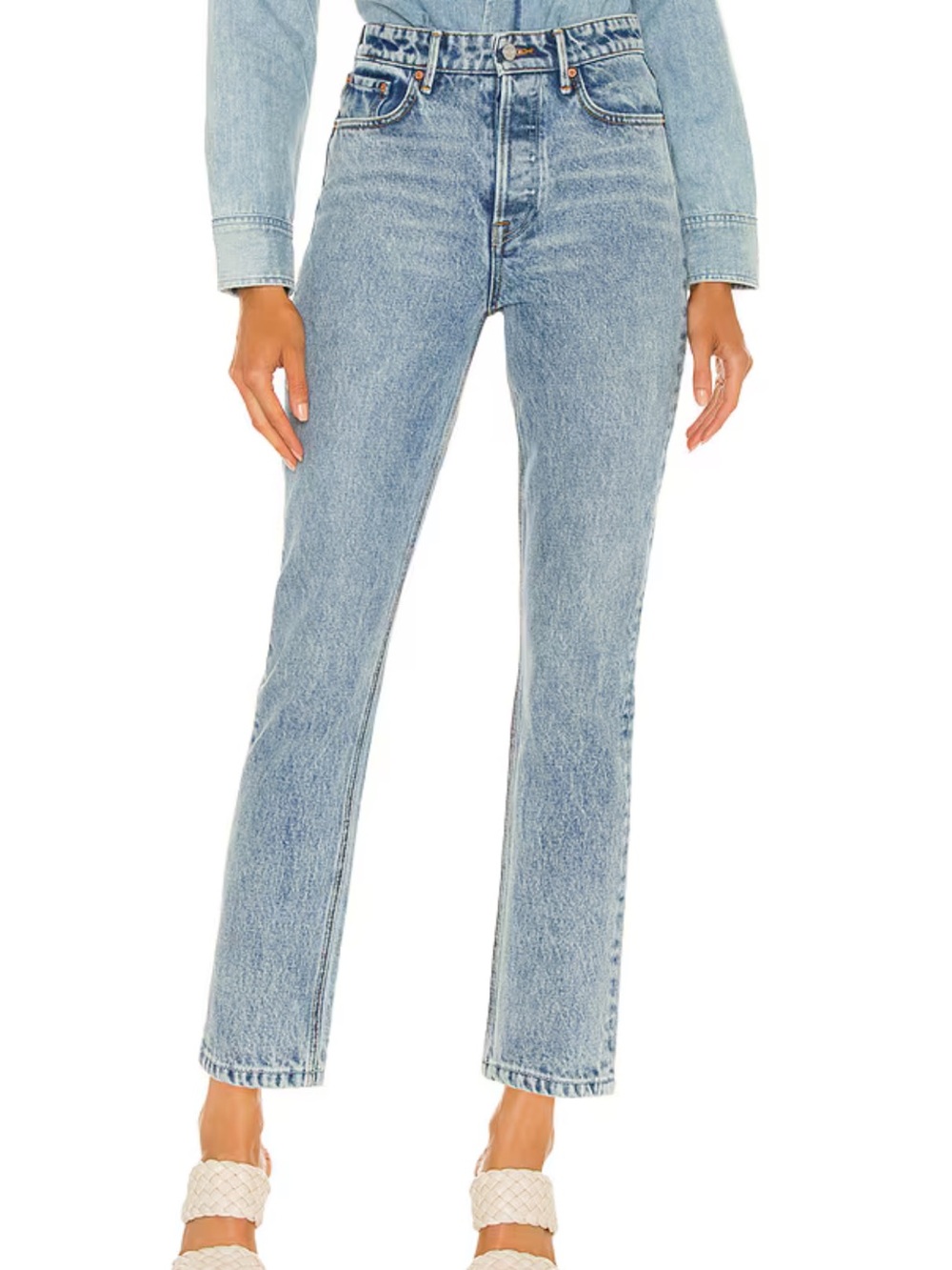 GRLFRND Karolina High Rise Straight Crop Jeans in Larchmont Wash - 31